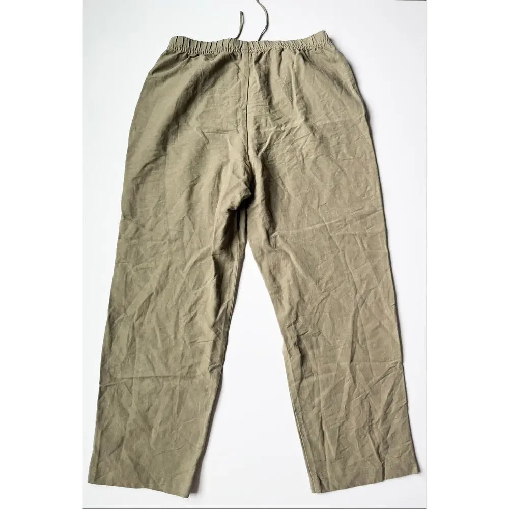 H&M Linen Blend Drawstring Pants Taupe M